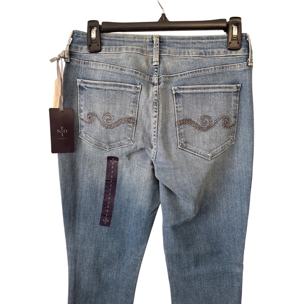 NWT NYDJ Super Skinny Womens Jeans Stretch Rhinestone Back Size 2 Made in USA - Picture 6 of 8